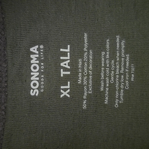 SONOMA BRAND MEN'S BIG AND TALL SOFT CREWNECK GREEN & GRAY SHIRT SIZE XL TALL - Picture 13 of 13